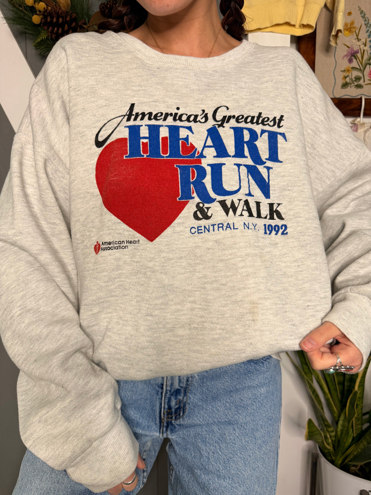 (XL) Vtg heart run crewneck