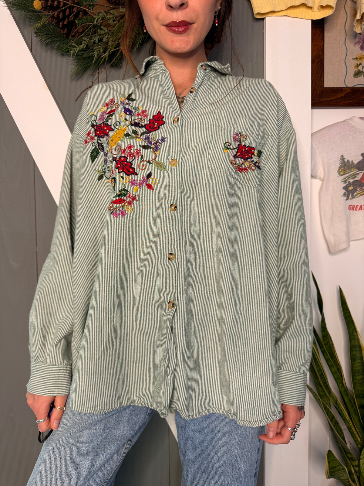 (XL) Vtg fall button up