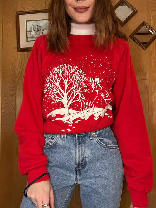 (L) Vtg winter wonderland crewneck