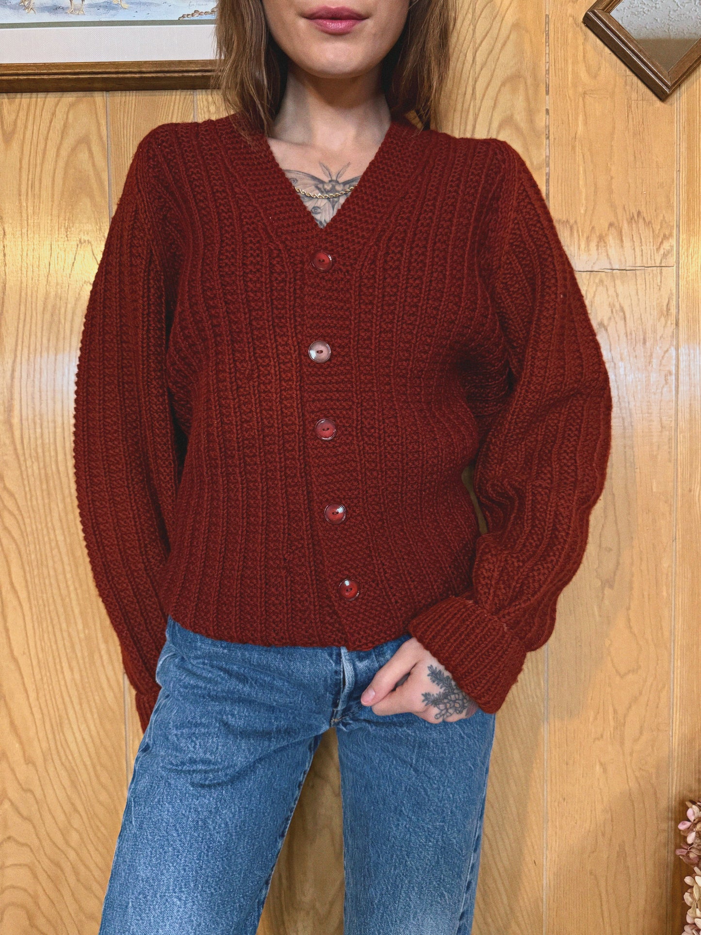 (M/L) Handmade wool cardigan