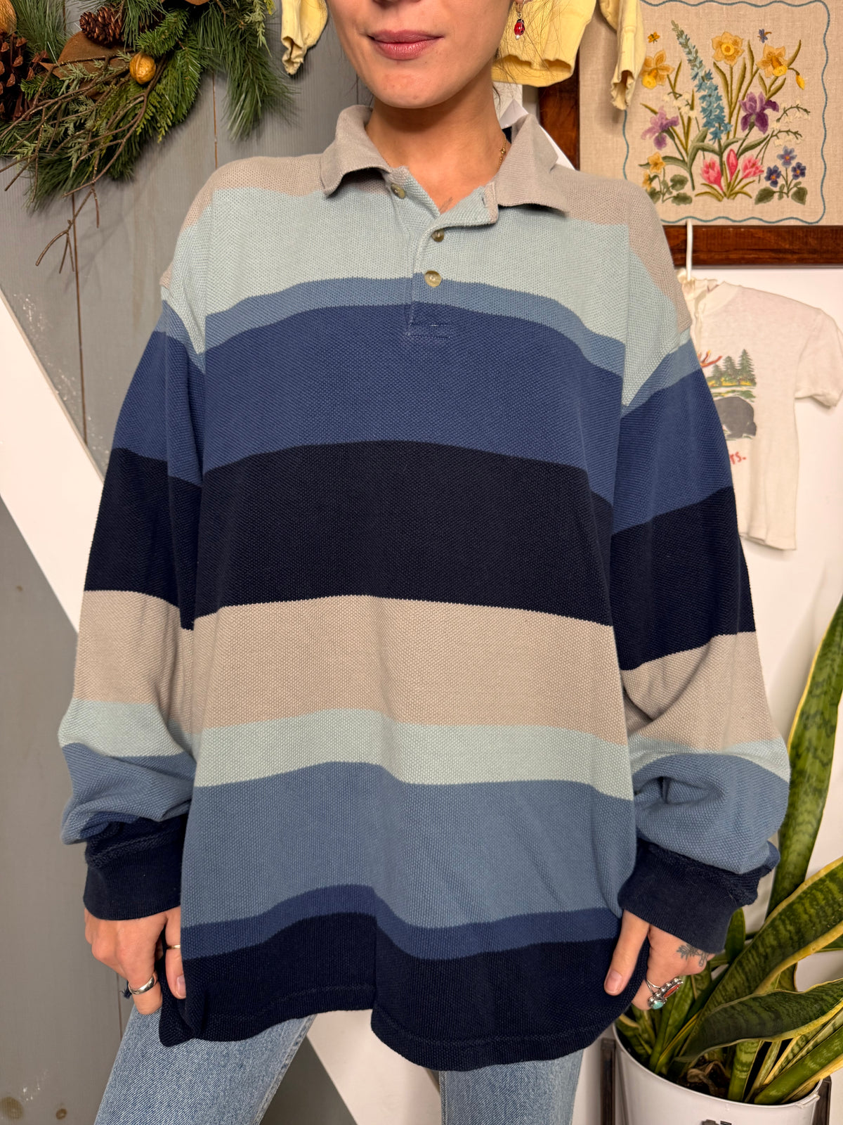 (L) Vtg striped shirt