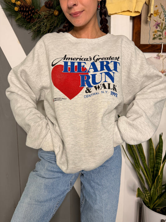 (XL) Vtg heart run crewneck