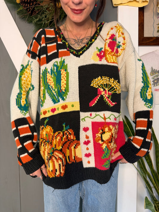 (L) Vtg fall themed sweater