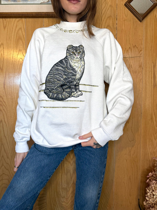 (M) Vtg cat crewneck