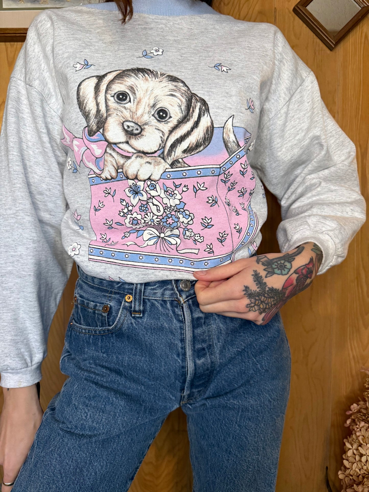 (M) Vtg puppy crewneck