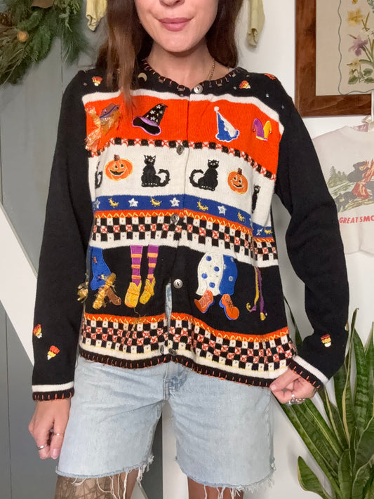 (M) Vtg Halloween cardigan