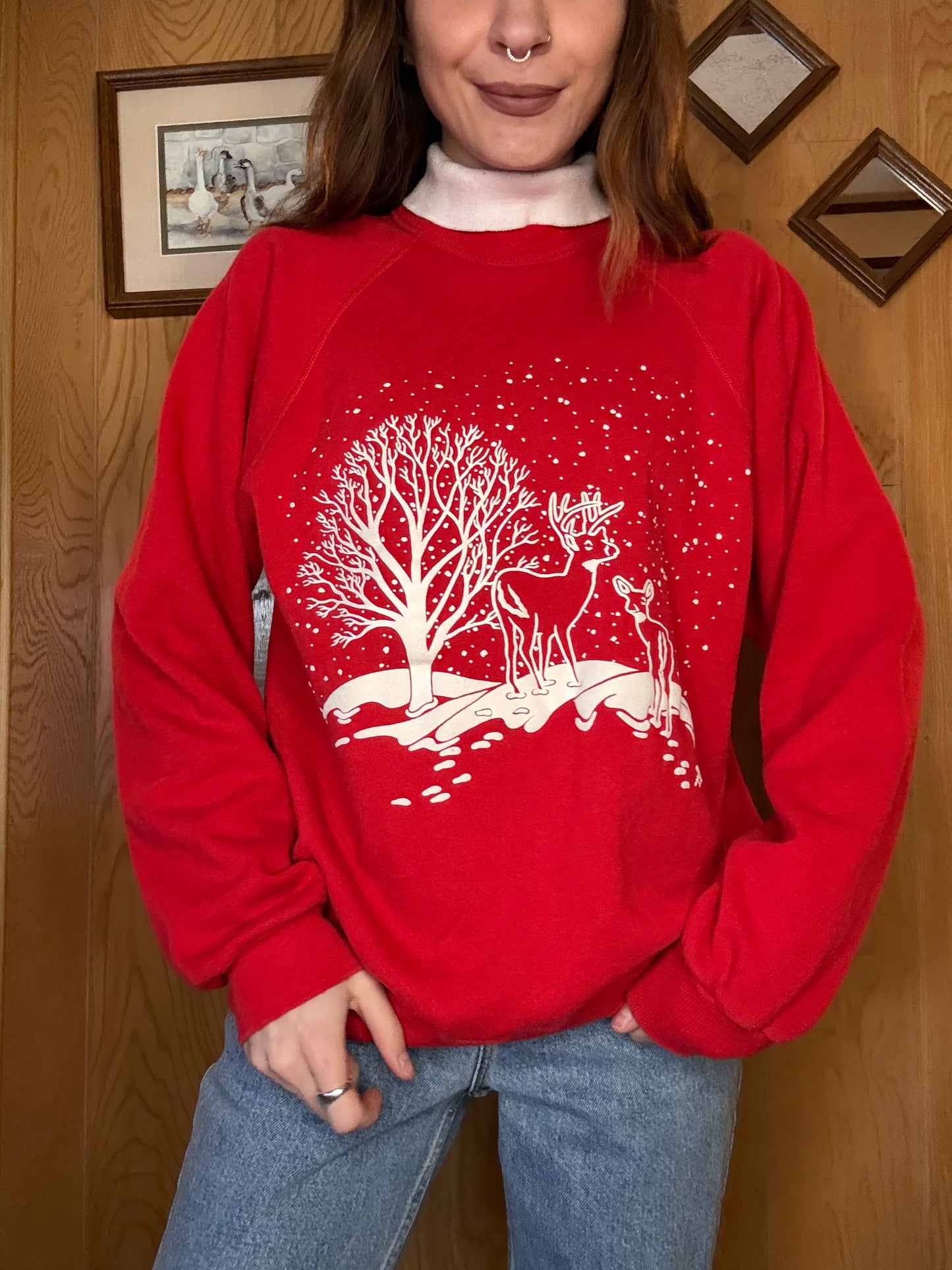 (L) Vtg winter wonderland crewneck