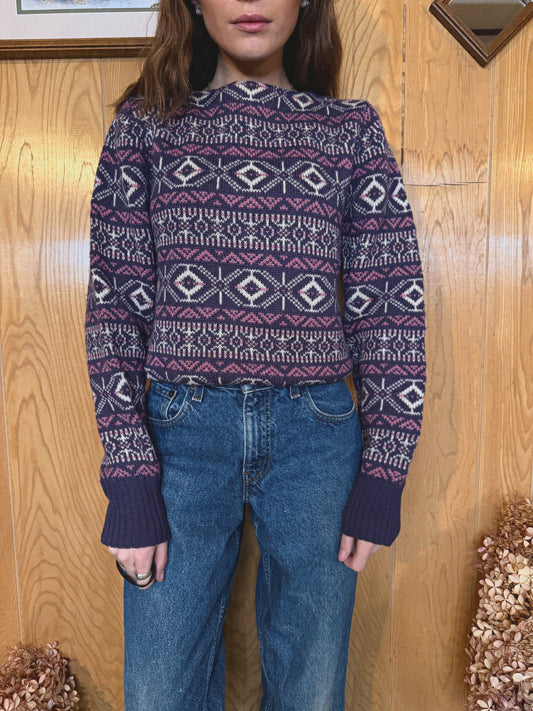 (M) Vtg wool fair isle sweater