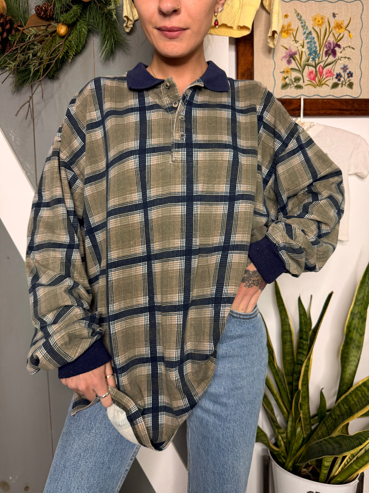 (XL/XXL) Vtg plaid long sleeve
