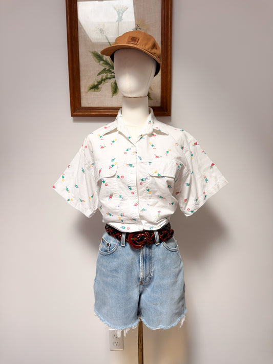 (M) Vtg Palm tree button up