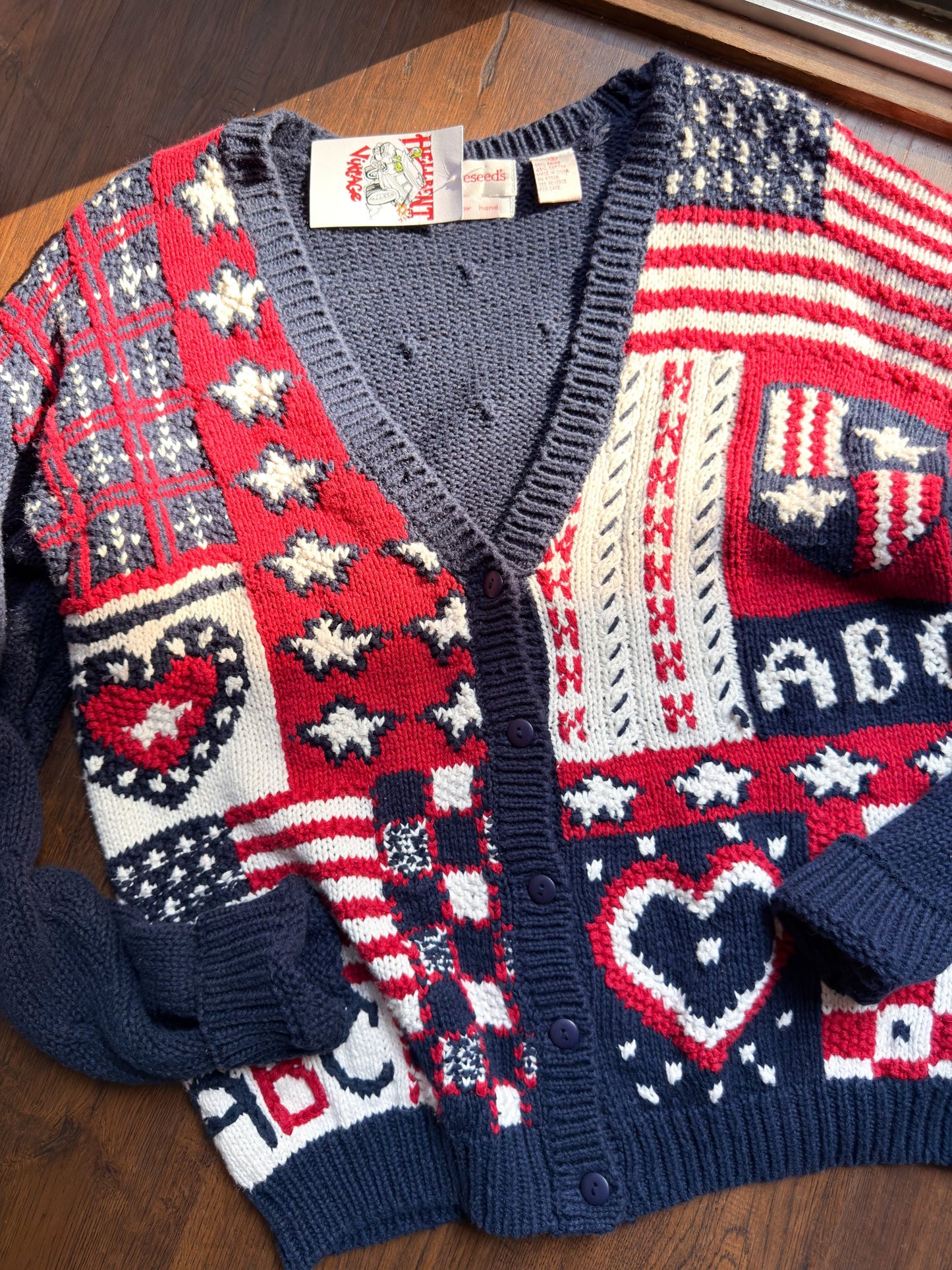 (S) Vtg patriotic cardigan
