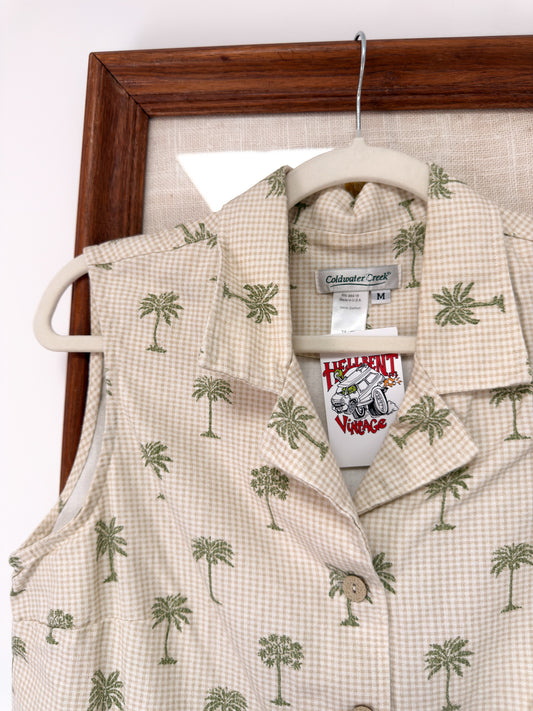 (M) Vtg palm tree blouse