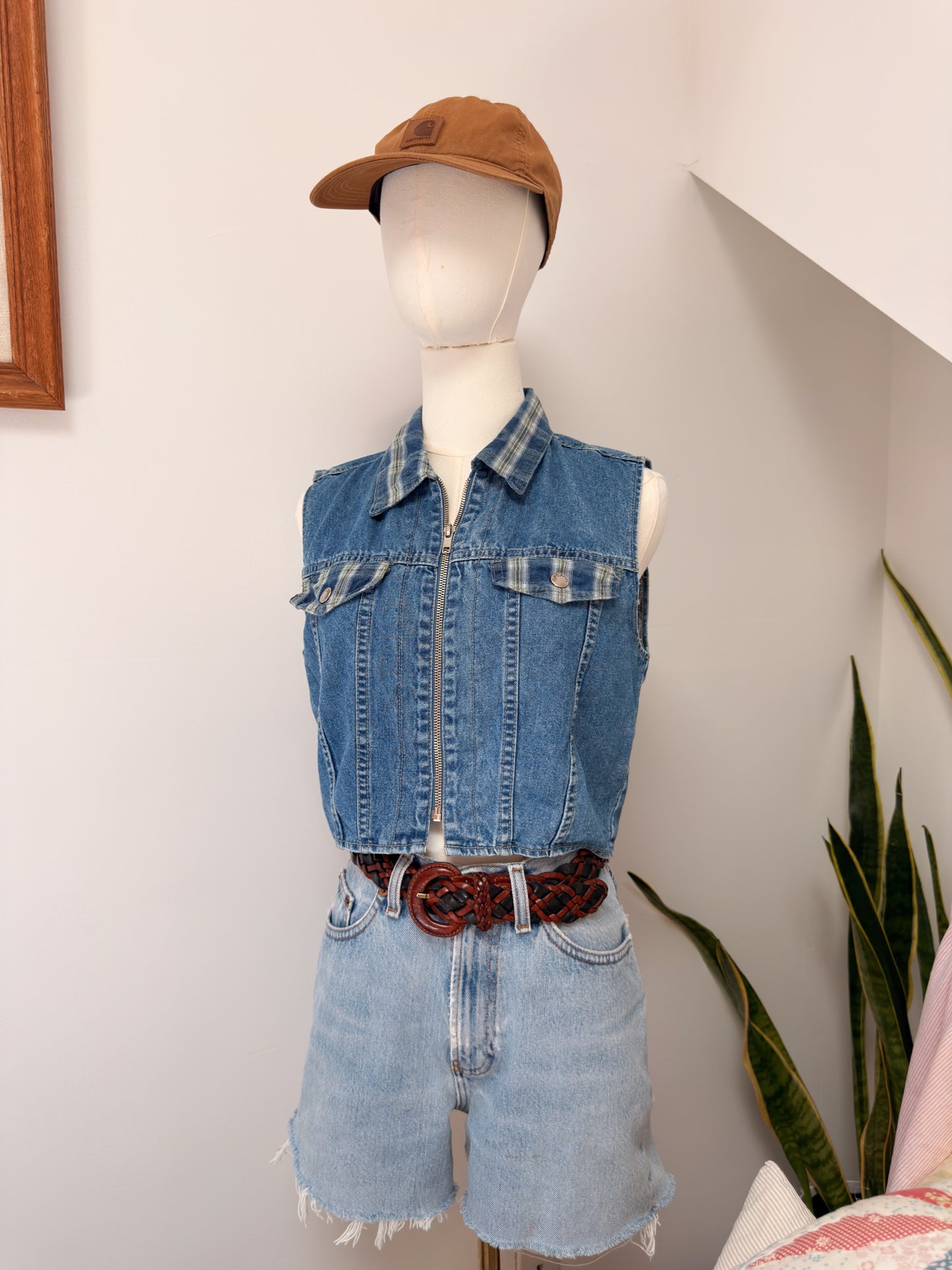 (M) Vtg denim crop top