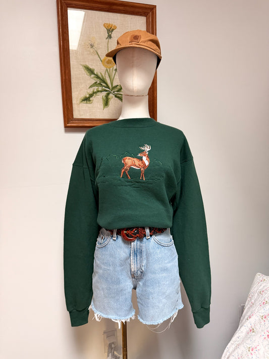 (L/XL) Vtg deer crewneck