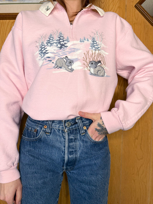 (M) Vtg Winter Bunny crewneck
