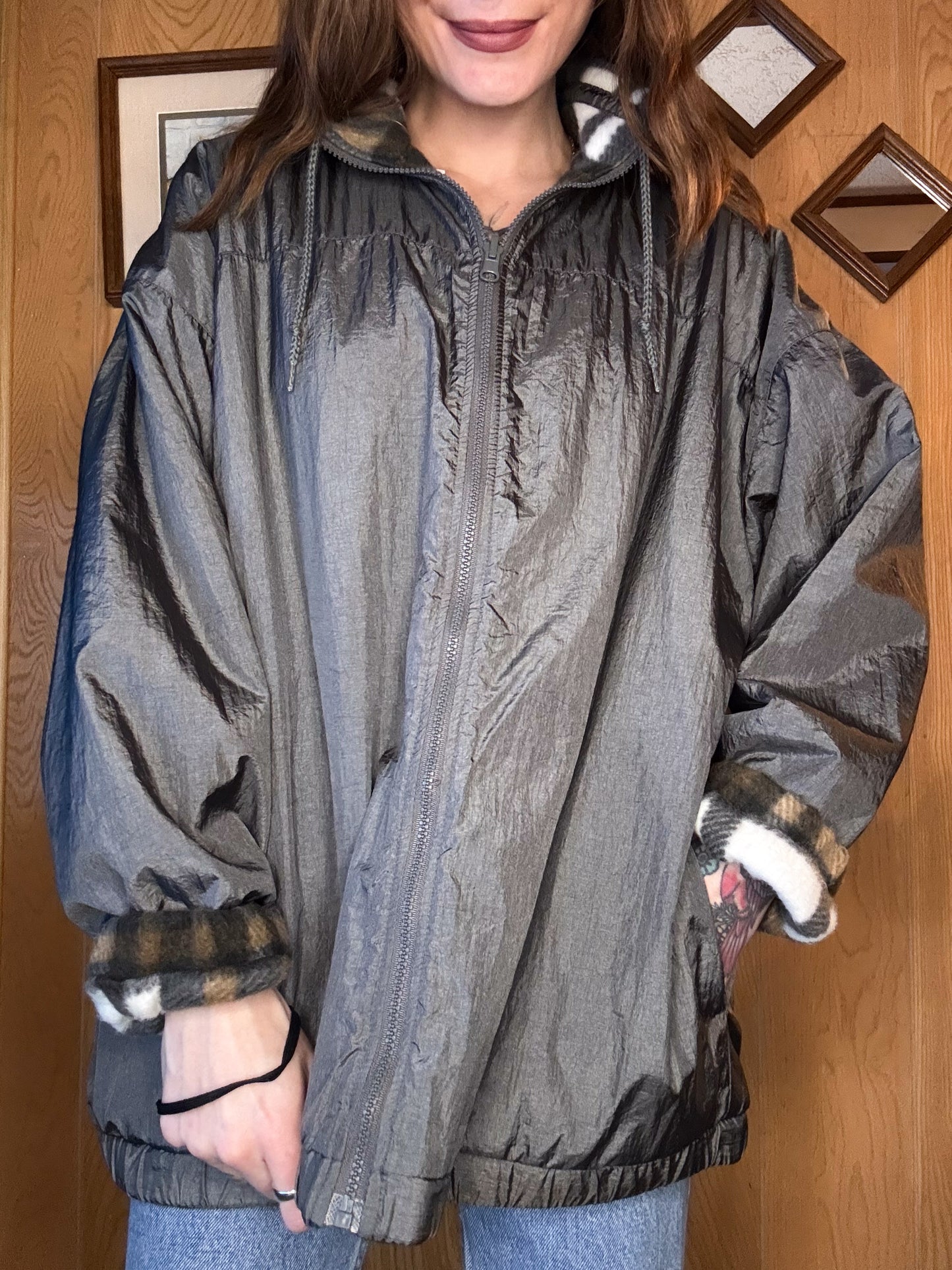 (L) Vtg Reversible fleece jacket