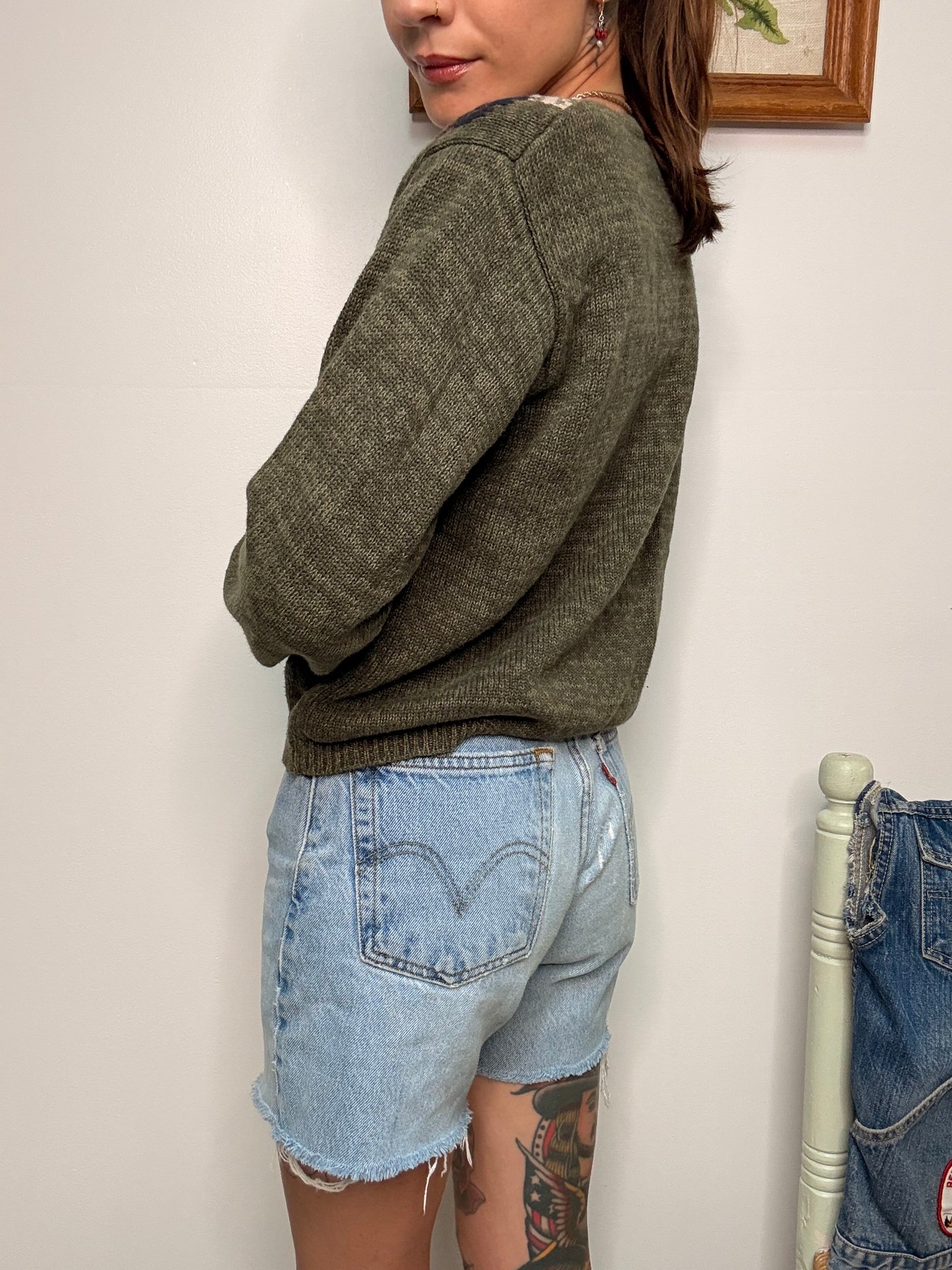 (S) Vtg Fall Leaves Cardigan