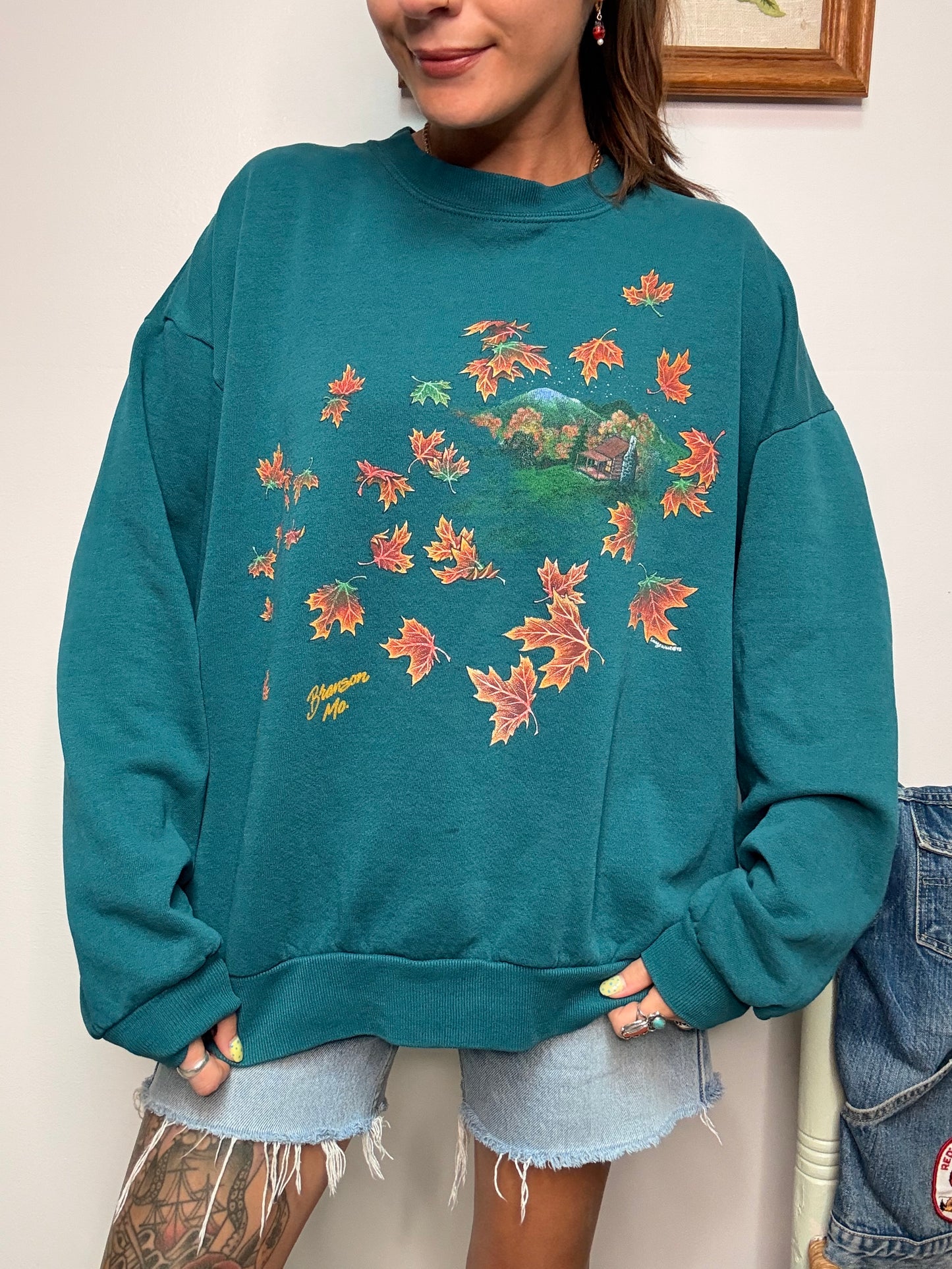 (XL) Vtg fall cottage crewneck