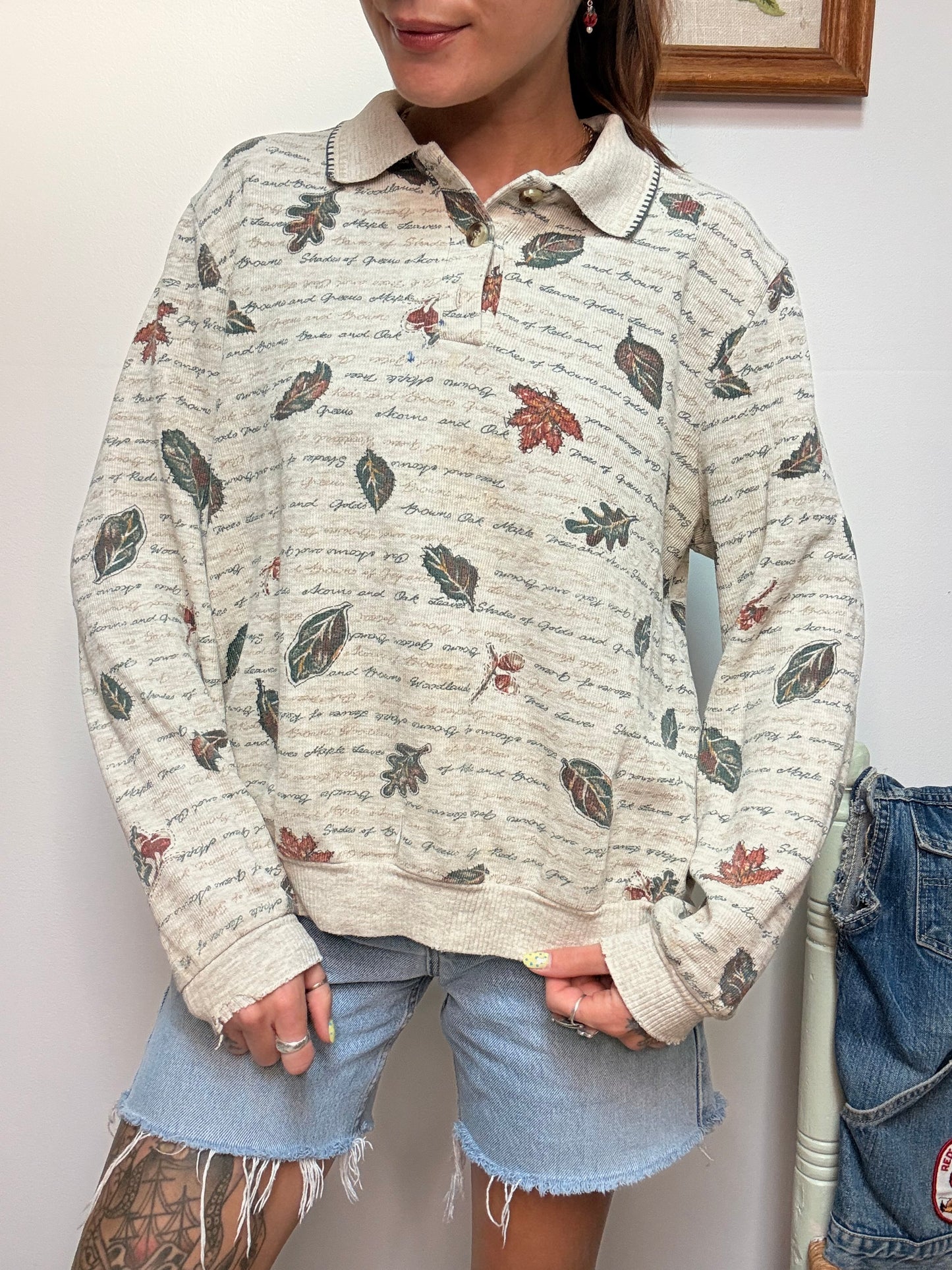 (L) Vtg fall themed crewneck