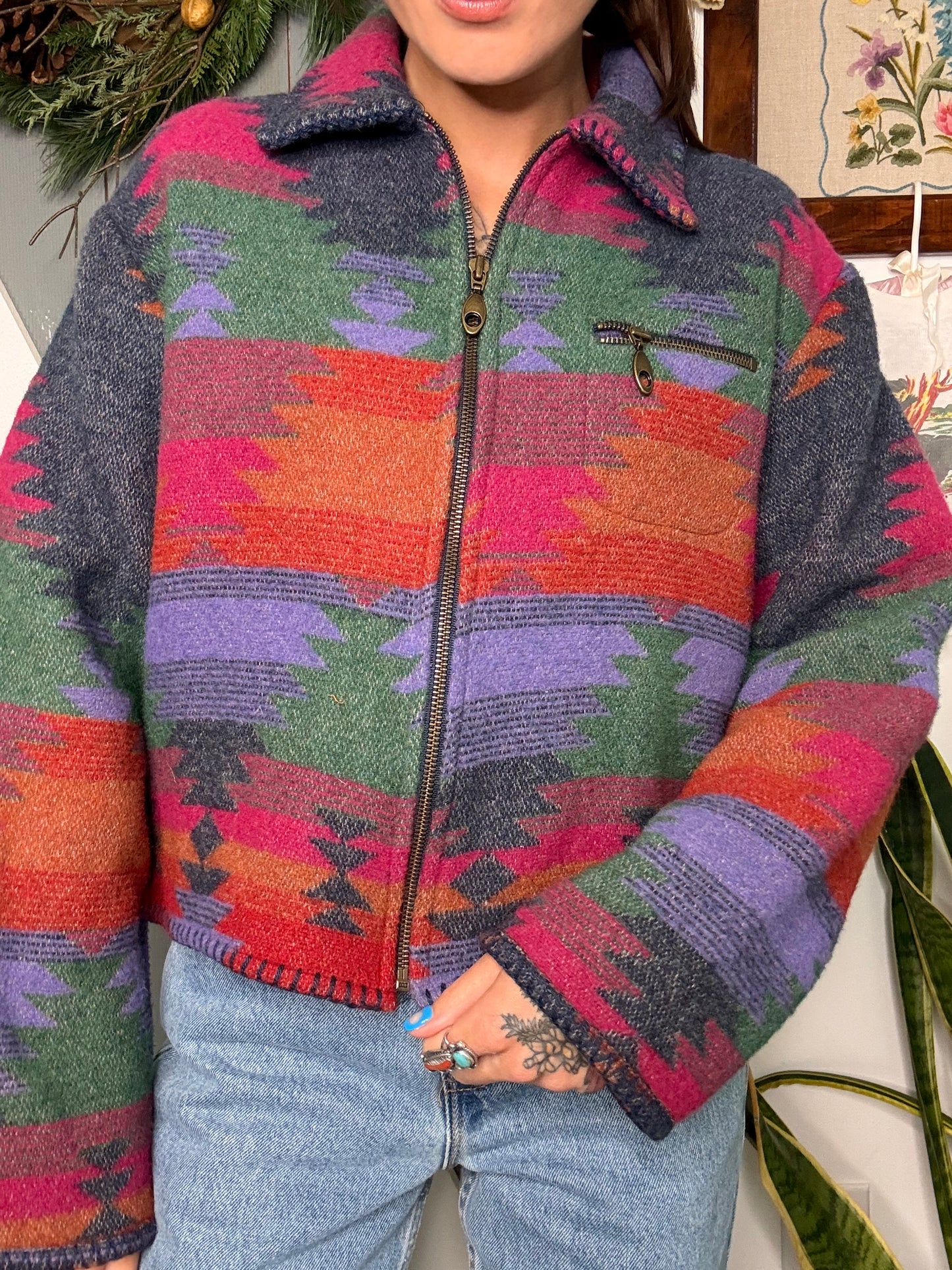 (S/M) Vtg wool chore jacket