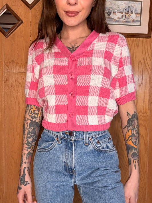 (L) Y2K gingham top