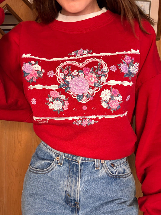 (2-3XL) Vtg hearts crewneck