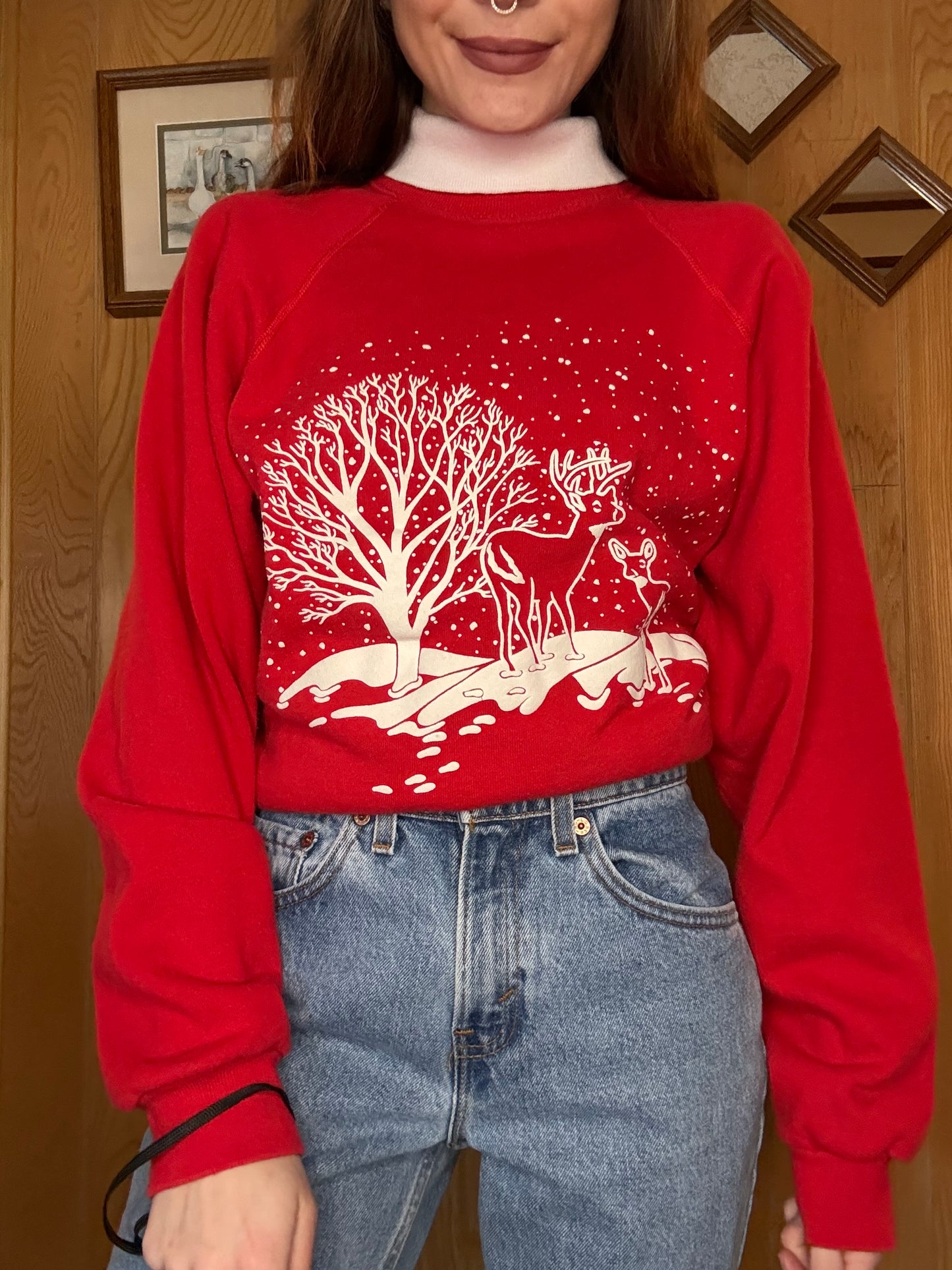 (L) Vtg winter wonderland crewneck