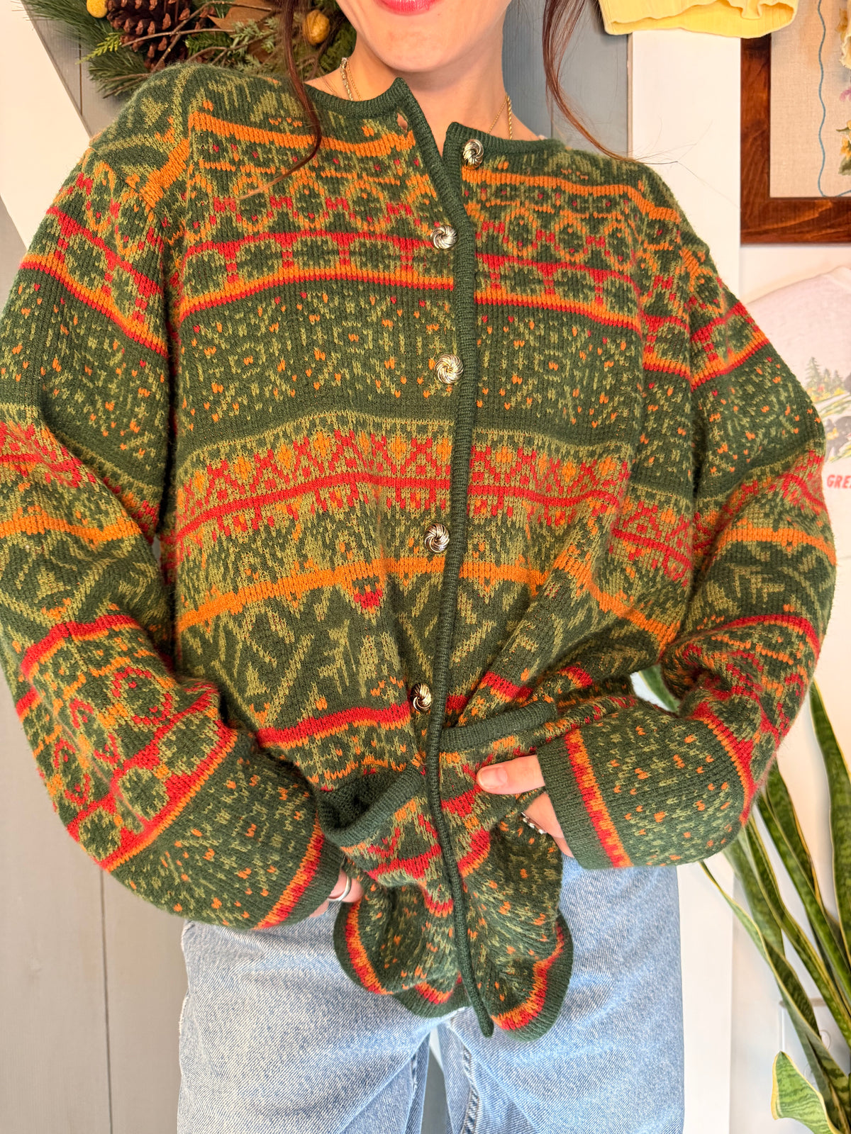 (XL) Vtg fall cardigan