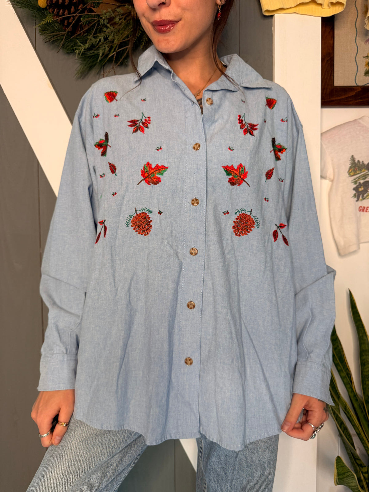 (L) Vtg fall chambray