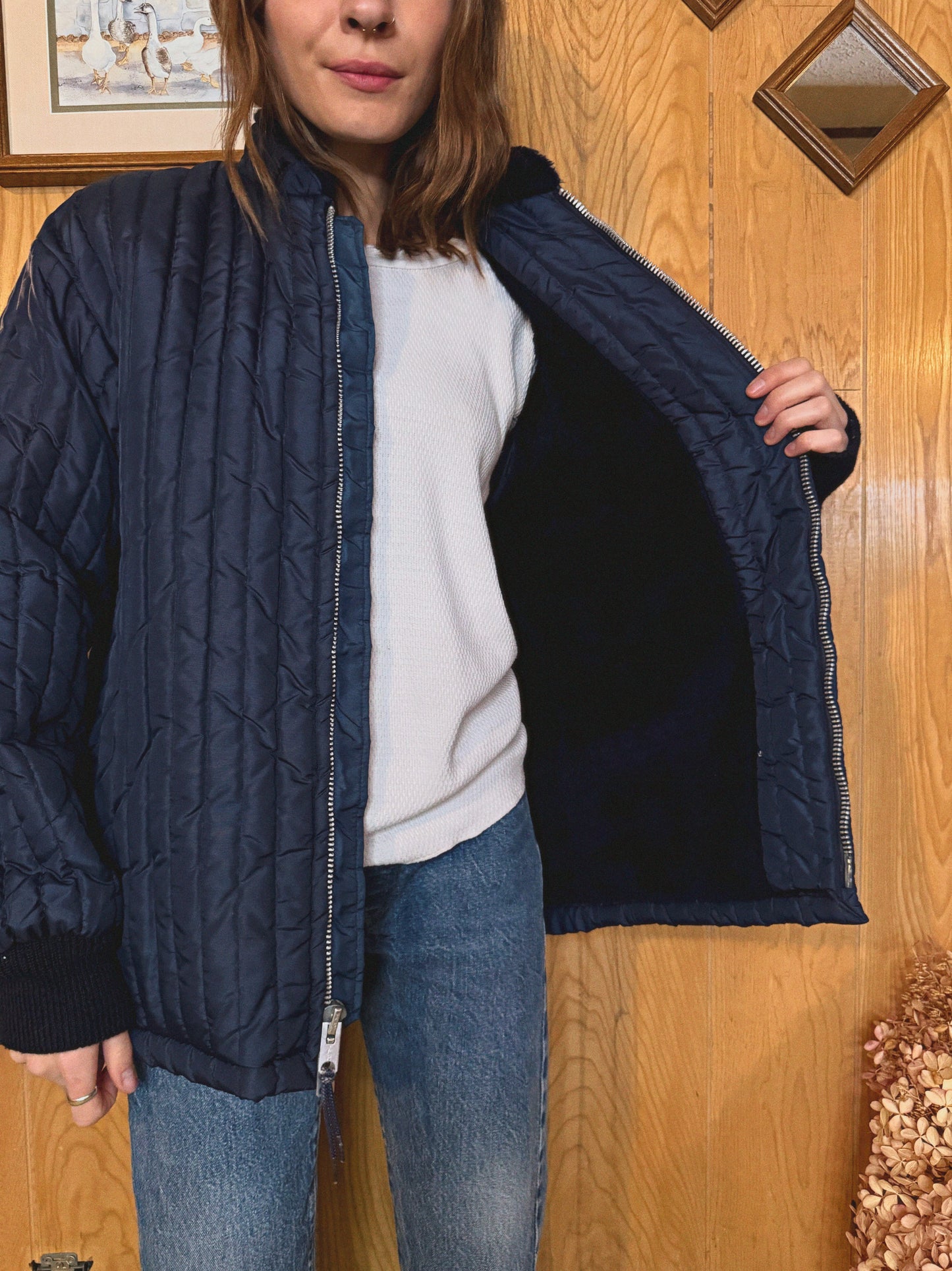 (S/M) Vtg lined puffer jacket