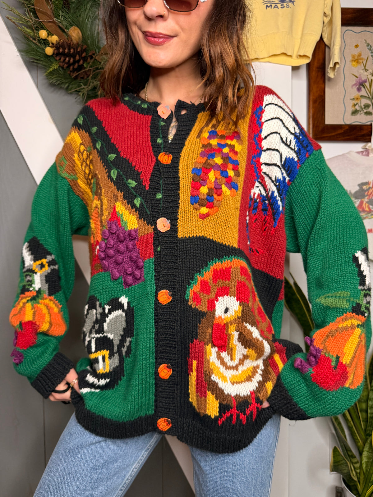 (M/L) Vtg Thanksgiving cardigan