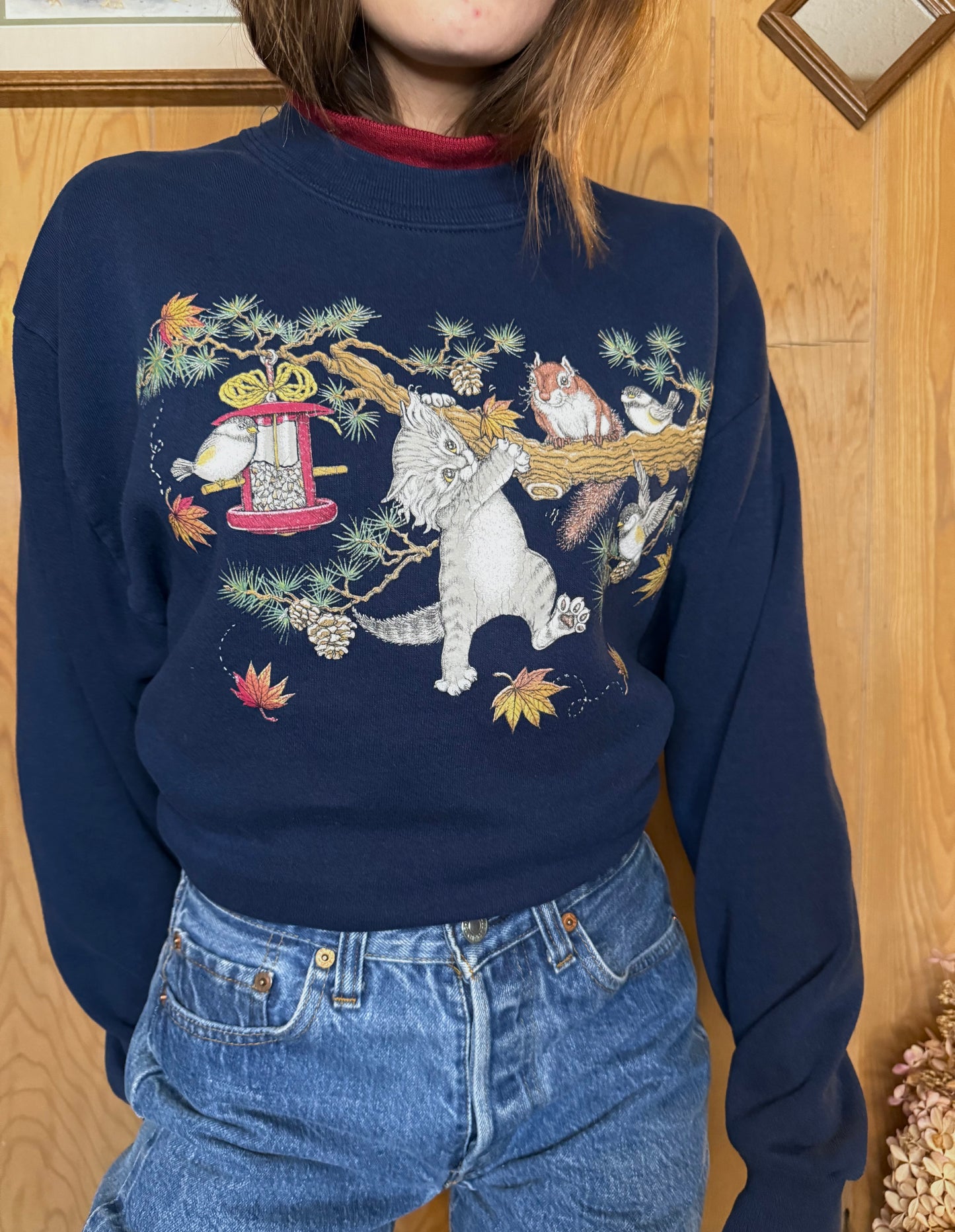 (M) Vtg cat crewneck