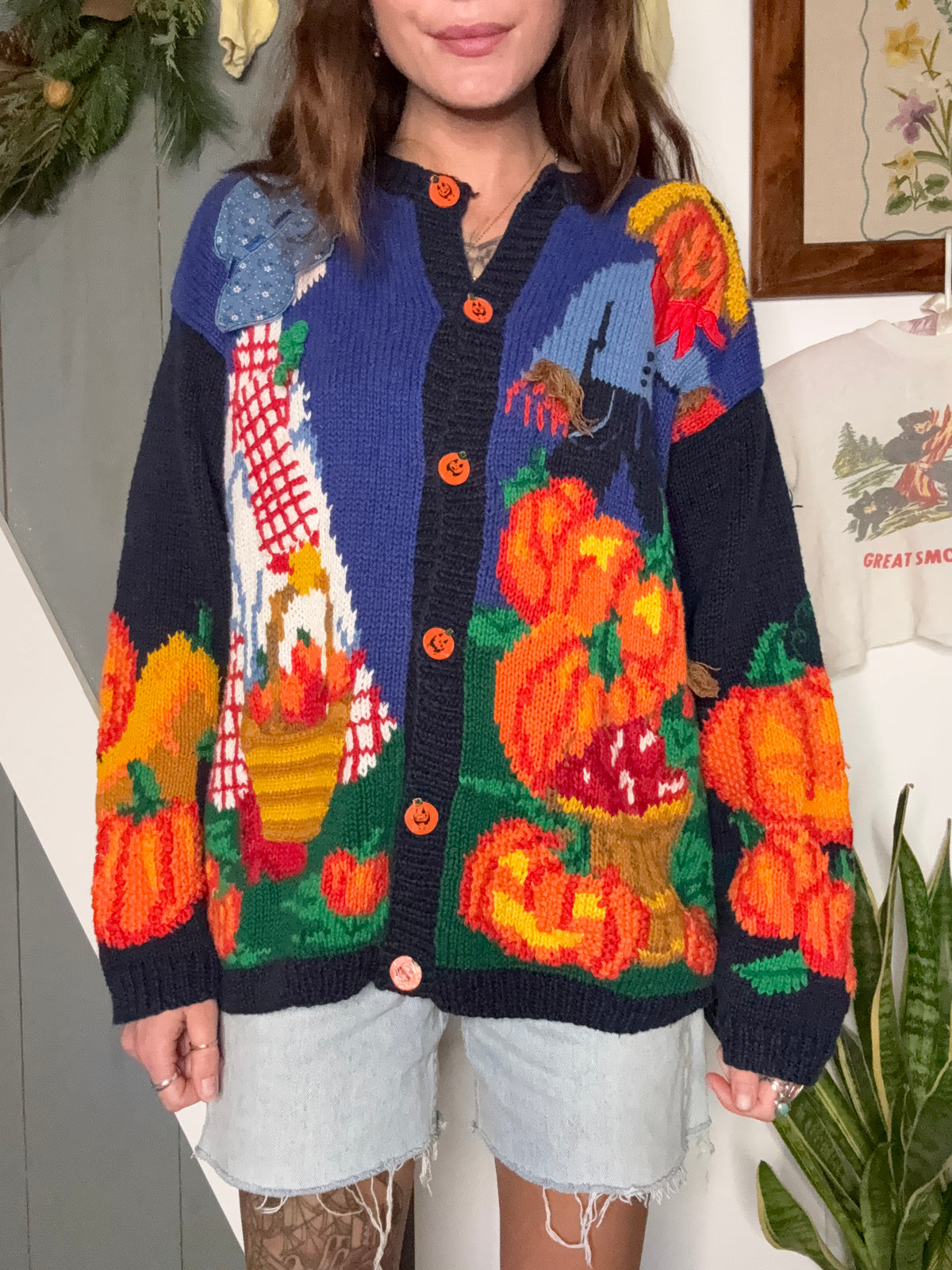 (M) Vtg Halloween cardigan