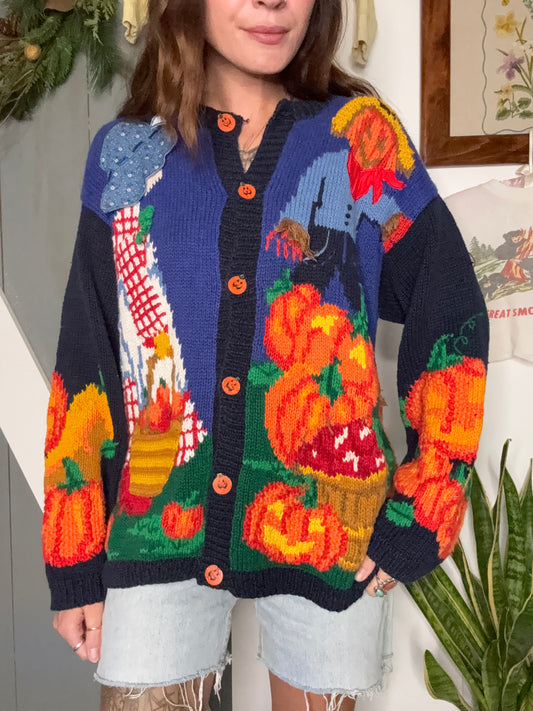 (M) Vtg Halloween cardigan
