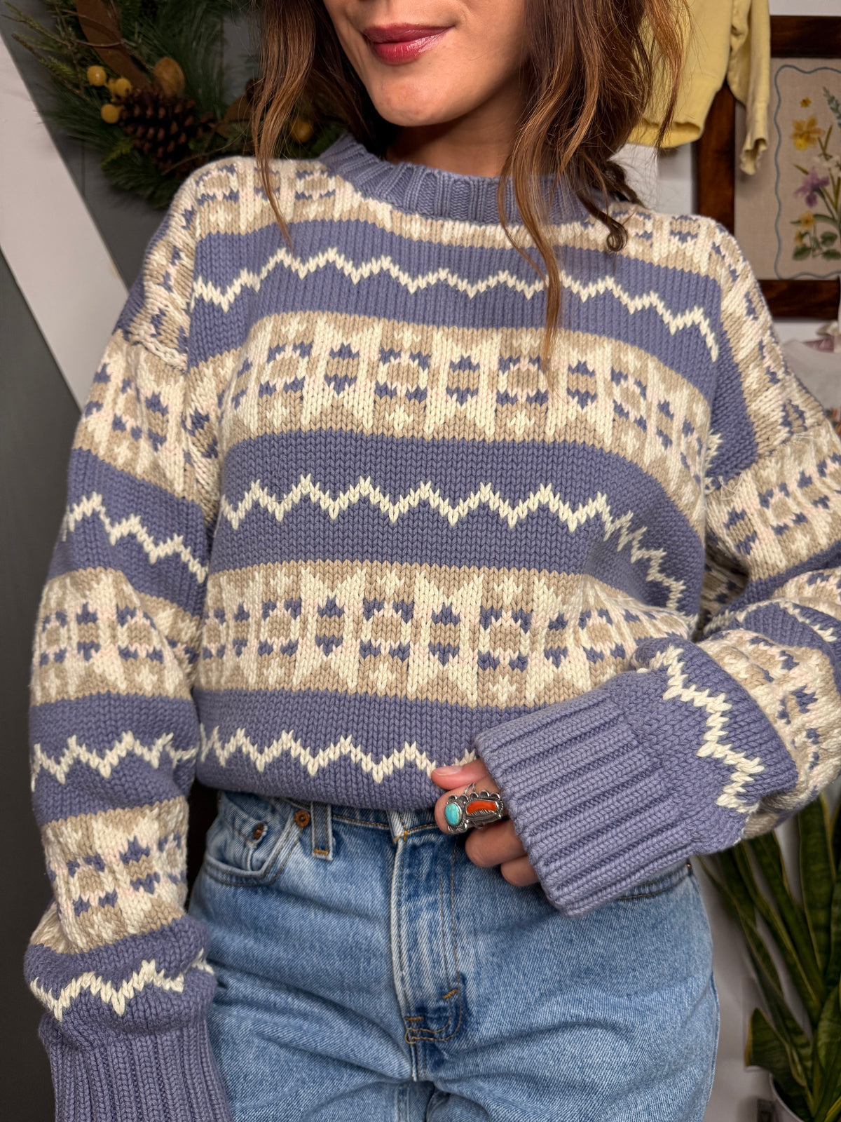 (L) Vtg fair isle sweater