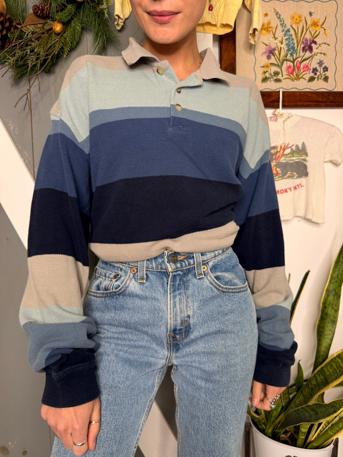 (L) Vtg striped shirt