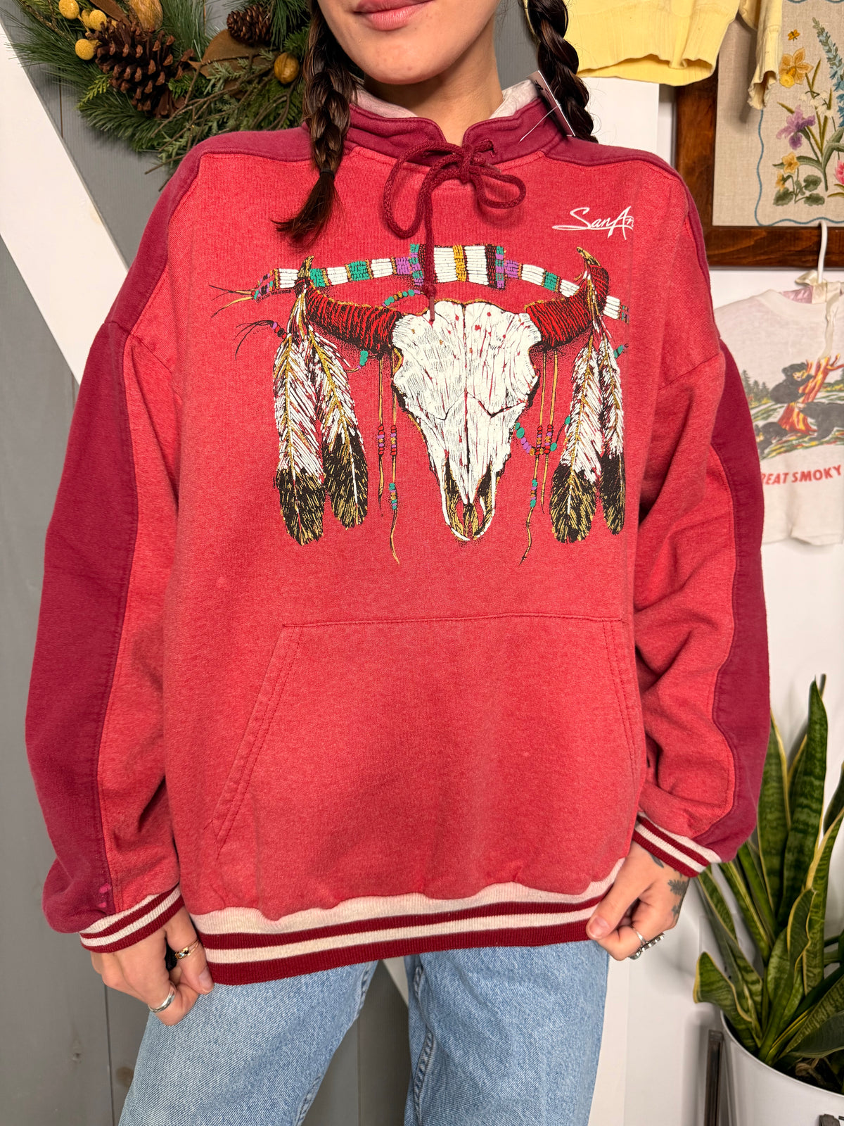 (M/L) Vtg bison skull crewneck