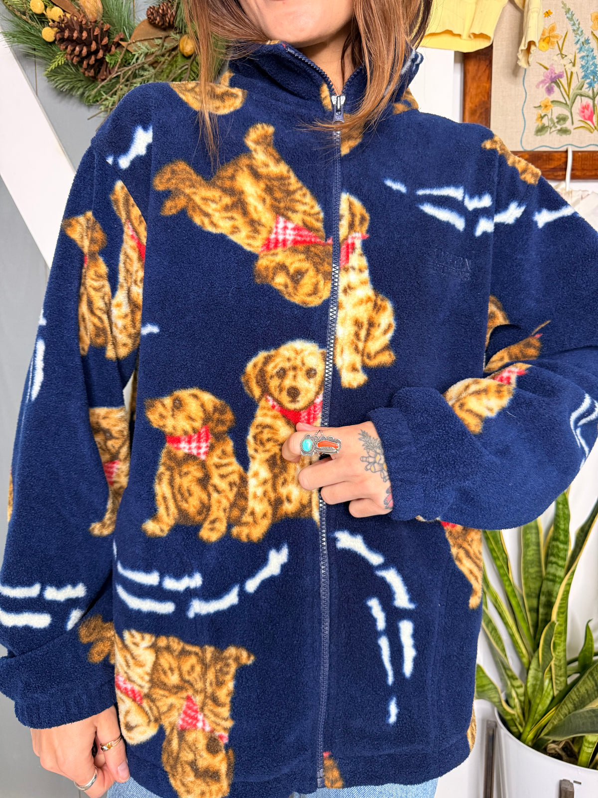 (S/M) Vtg dog fleece
