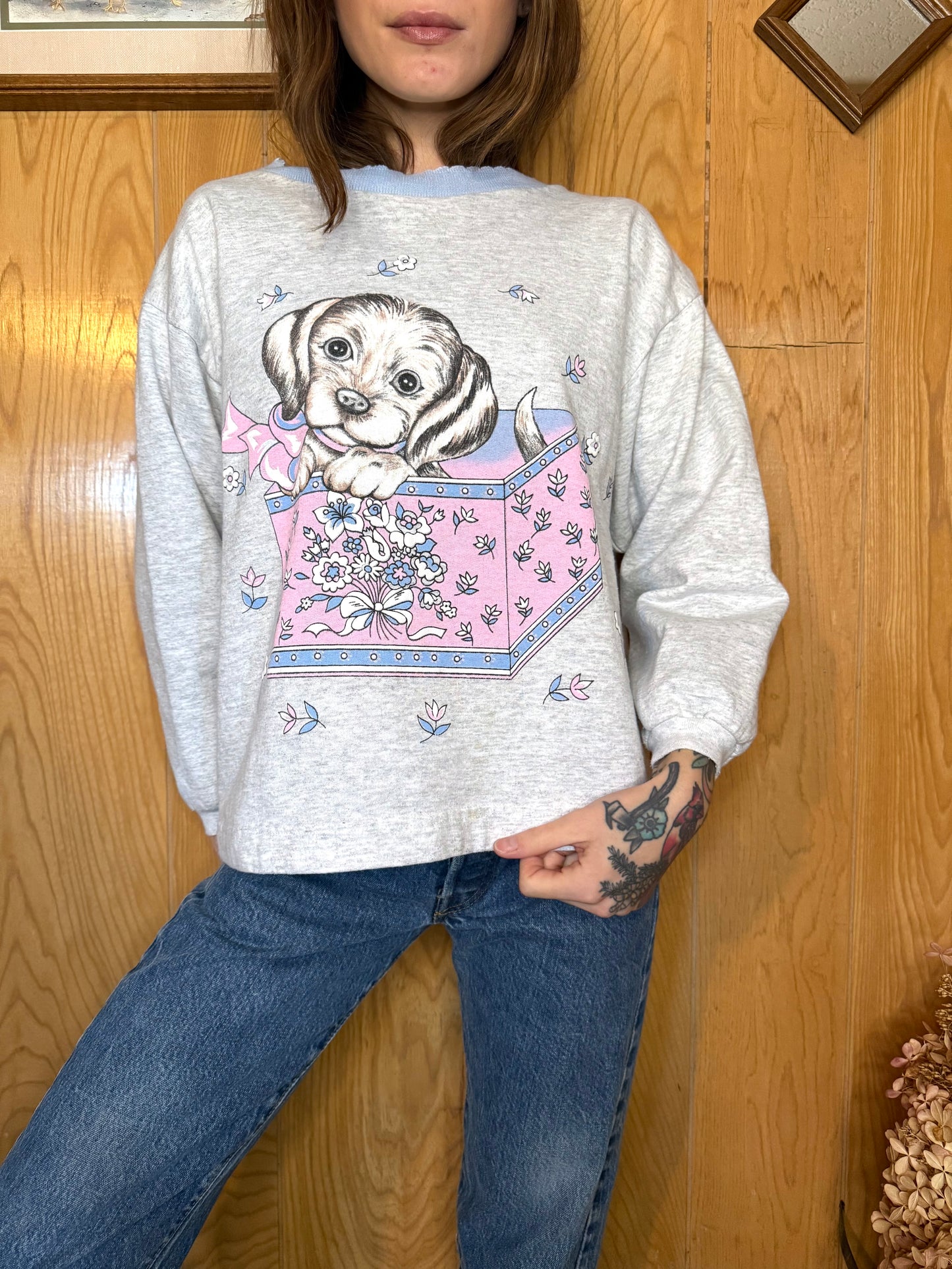(M) Vtg puppy crewneck
