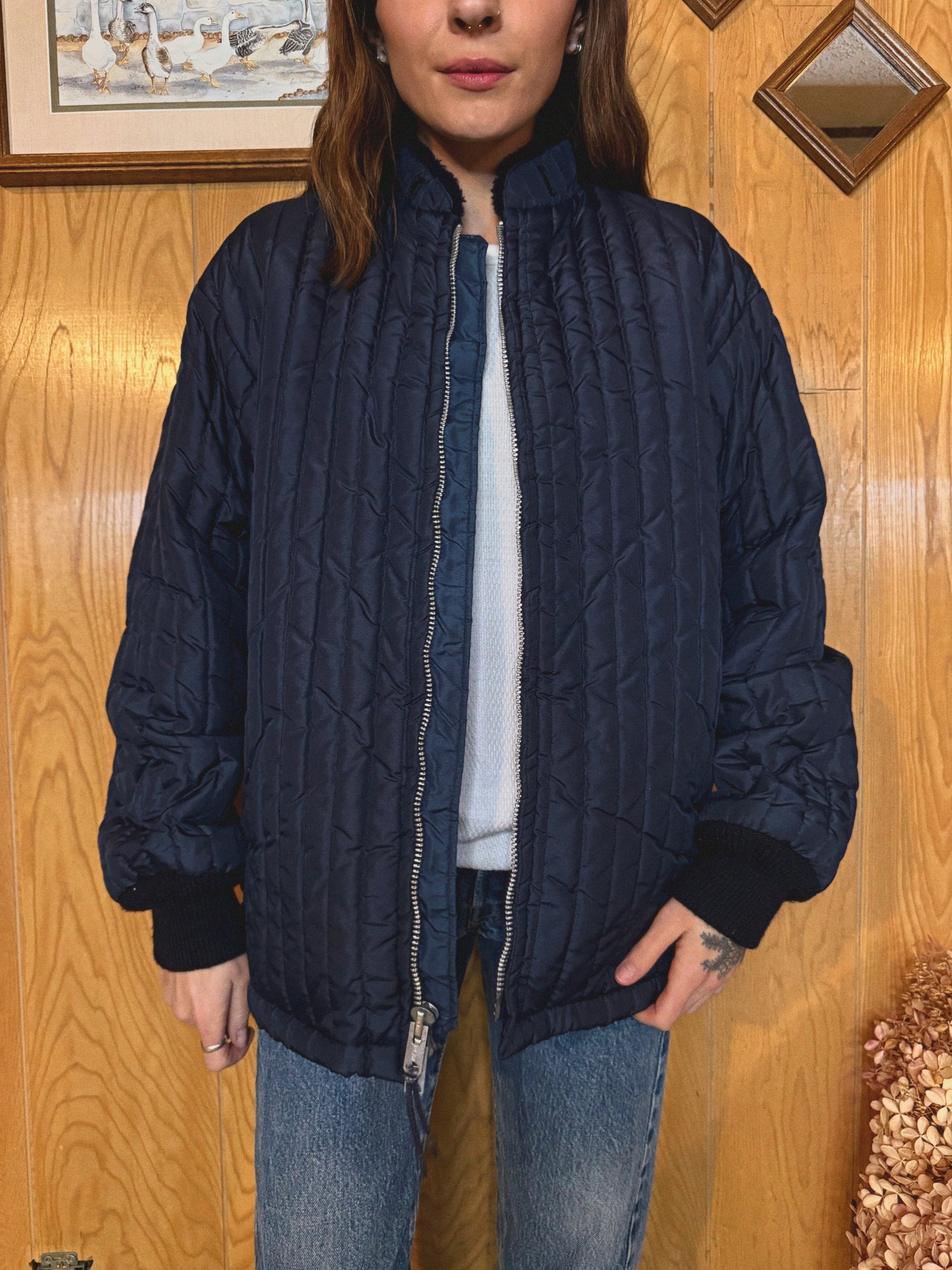 (S/M) Vtg lined puffer jacket