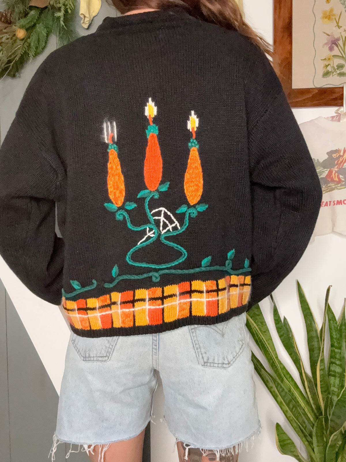 (L) Vtg Halloween cardigan