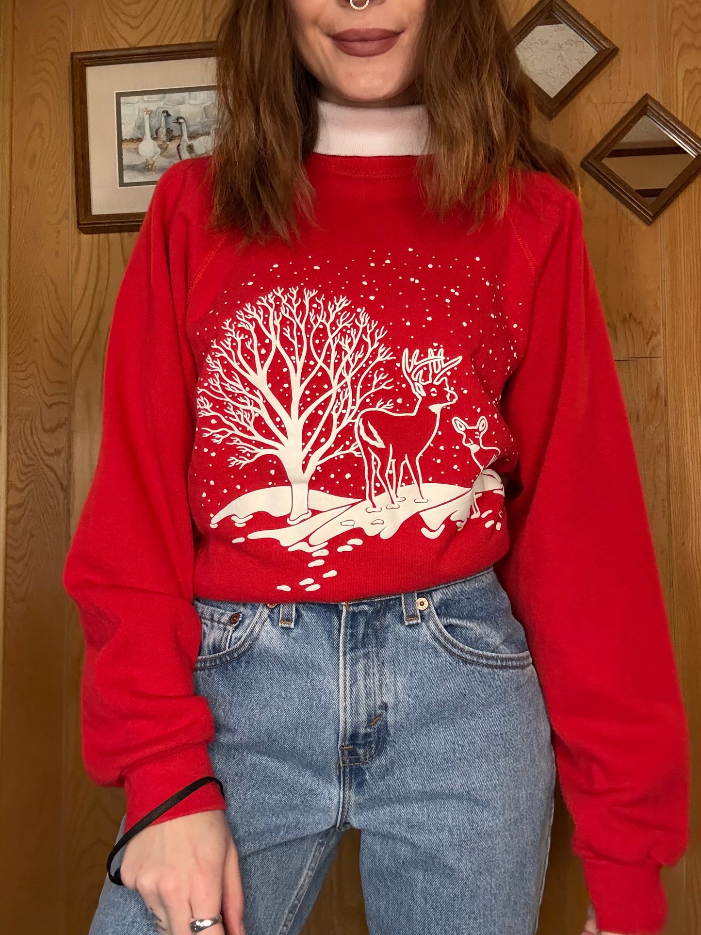 (L) Vtg winter wonderland crewneck