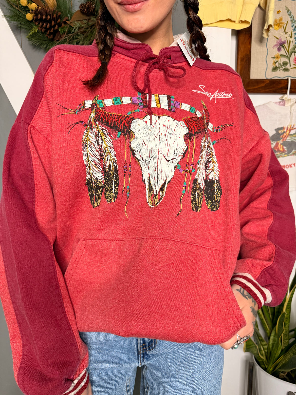 (M/L) Vtg bison skull crewneck