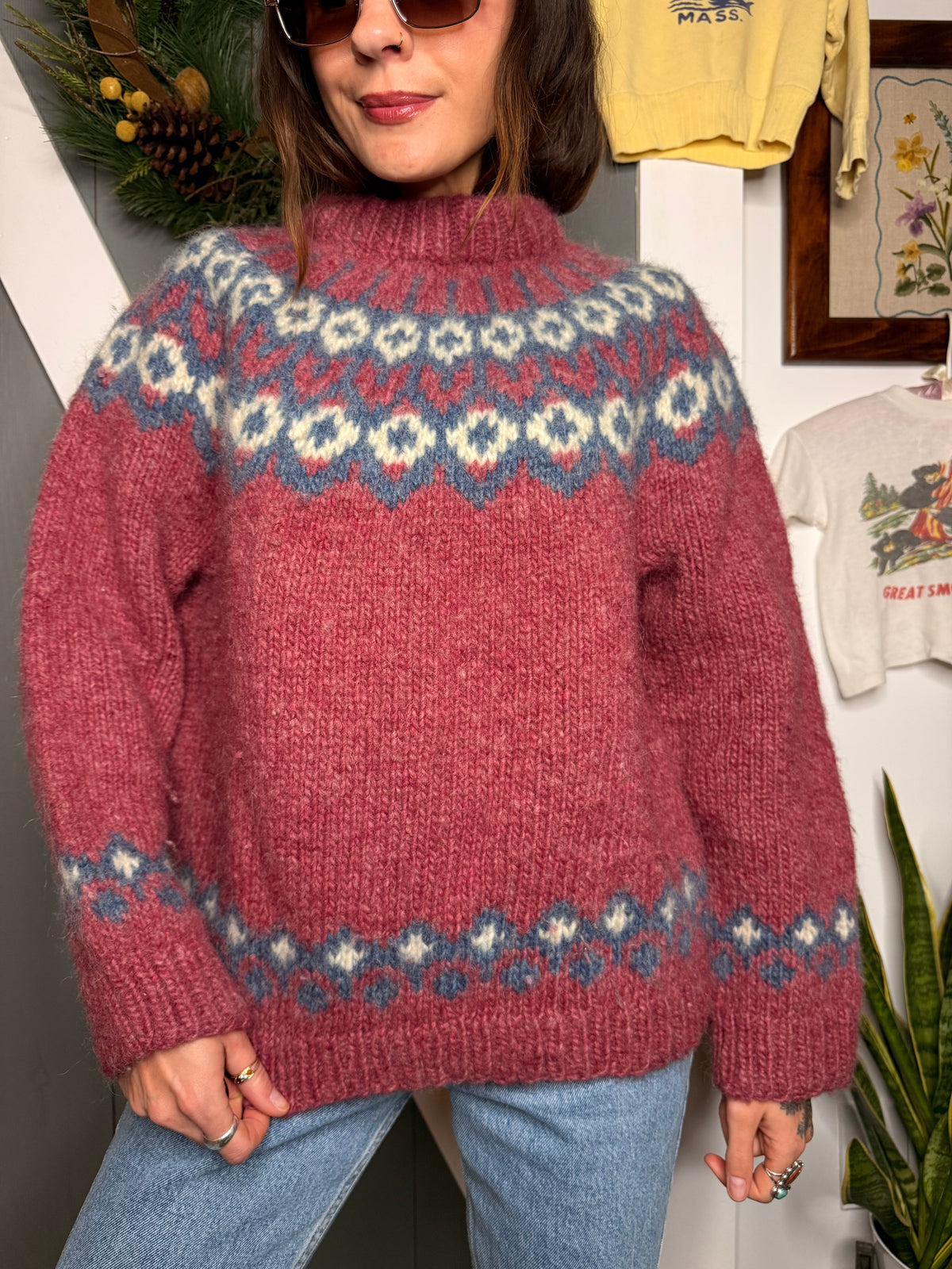 (M) Vtg wool fair isle sweater