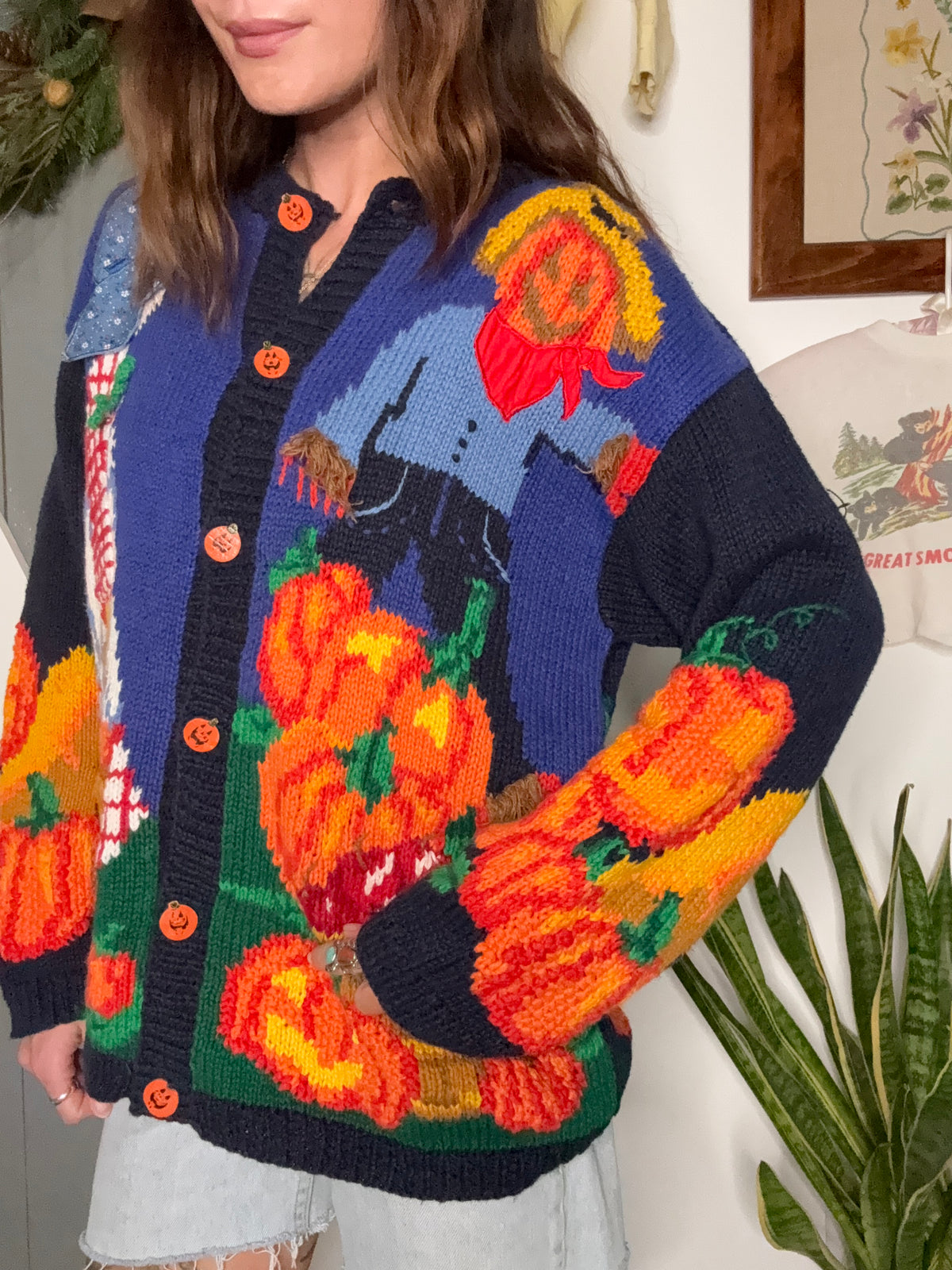 (M) Vtg Halloween cardigan