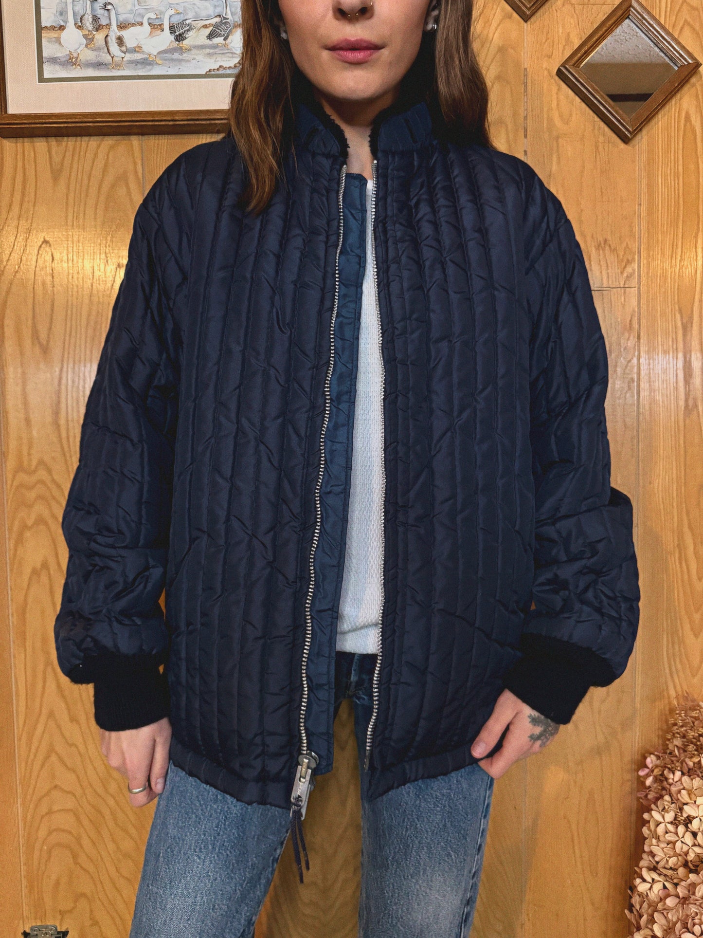 (S/M) Vtg lined puffer jacket