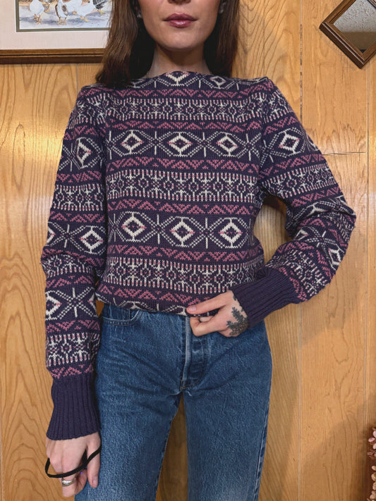 (M) Vtg wool fair isle sweater