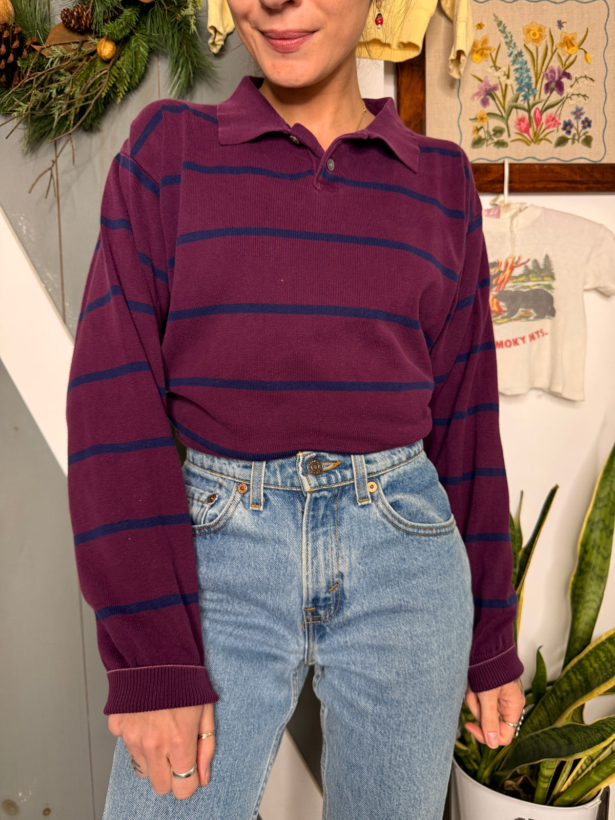 (L) Vtg striped shirt