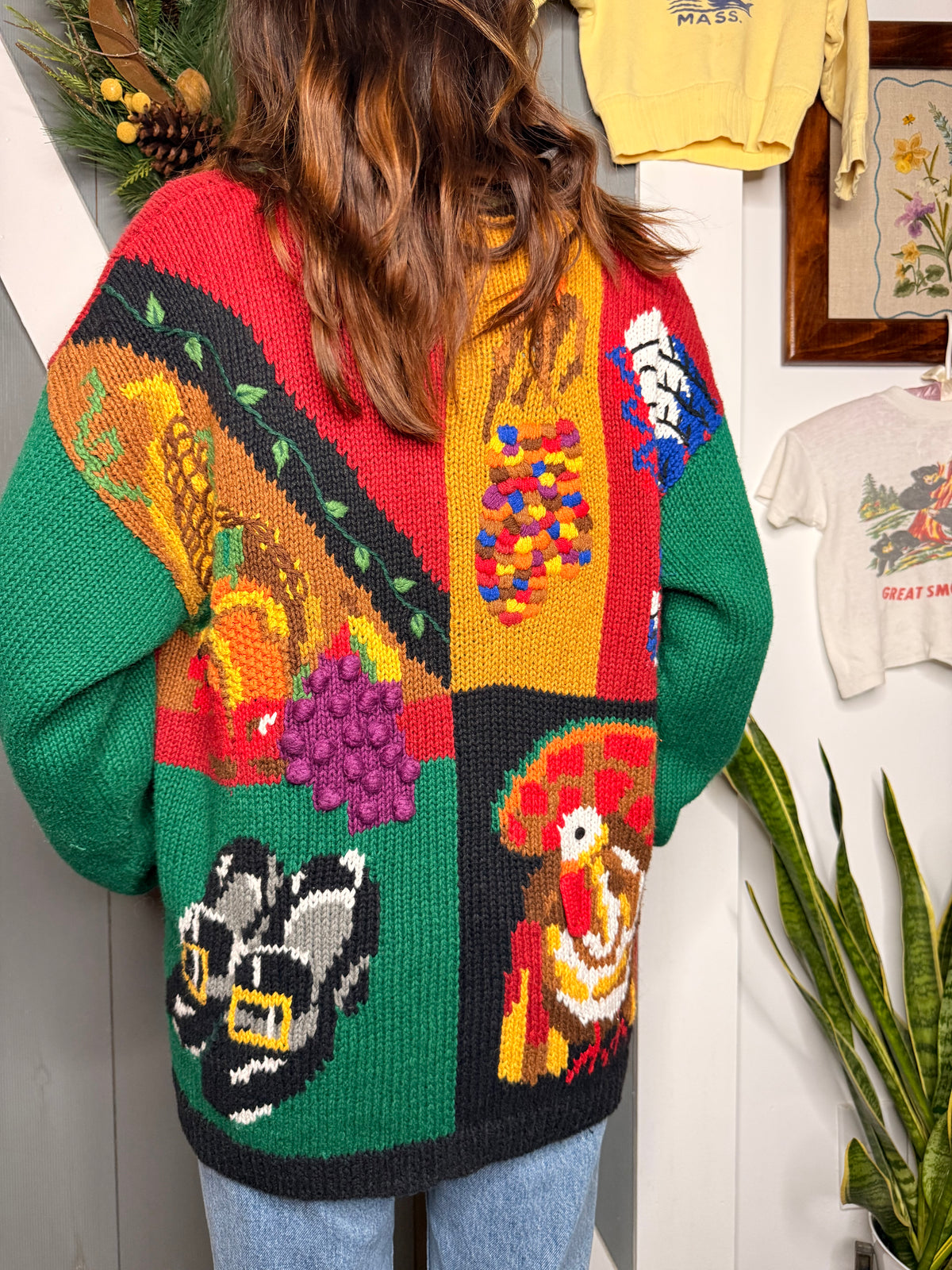 (M/L) Vtg Thanksgiving cardigan
