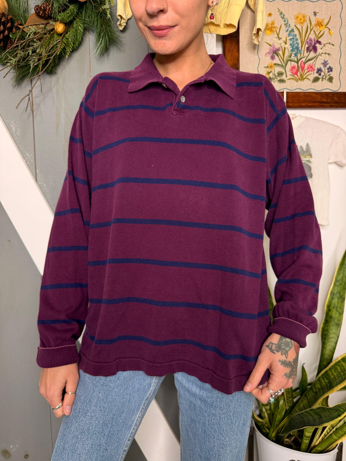 (L) Vtg striped shirt